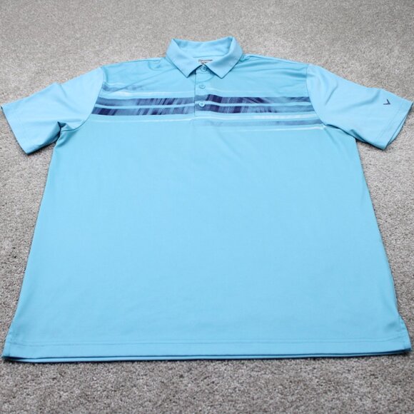 Callaway Opti-Dri Polo Shirt Men Large Blue Polyester Short Sleeve Golf Pullover - Picture 2 of 13